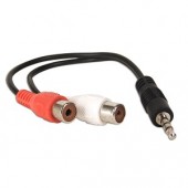 6" 3.5mm (M) to Dual RCA (F) Stereo Audio Cable (Black)