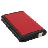 2.5" USB 2.0/eSATA External SATA HDD Enclosure w/One Touch Backup (Red/Black) - Supports up to 500GB!