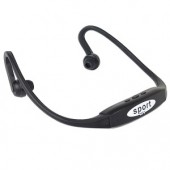 USB Sport MP3 Player w/microSDHC Slot (Black) - Behind-the-Head Stereo Headphones w/Built-in MP3 to Work Out Tangle Free