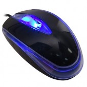 3-Button USB Optical Scroll Mouse w/Blue & Red LEDs (Black)