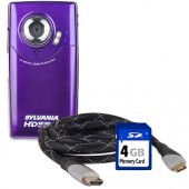 Sylvania HD1Z 720p HD Pocket Video Digital Camera/Camcorder Kit w/4GB SD Card & HDMI Cable (Purple)