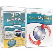 Multimedia & Backup/Restore PC Software Bundle -  Includes LogoDesign Shop Present it! 1500 Fonts & SaveMyFiles