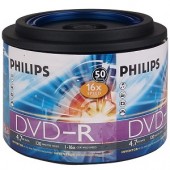 Philips 16x 4.7GB 120-Minute DVD-R Media 50-Piece Spindle