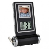 1.5" 1MB 128x128 USB Digital Photo Frame w/Clock & Thermometer (Black)