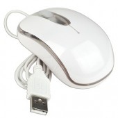 3-Button USB Mini Optical Scroll Mouse w/Color Phasing LED (White)