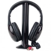 MH2001 5-in-1 Wireless Headphones w/Microphone Emitter & FM Radio - Listen to Music Chat Online & Monitor Other Rooms!