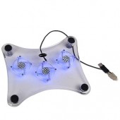 Notebook Cooler Pad w/3 60mm Blue LED Fans (Clear)