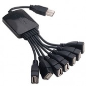 7-Port USB 2.0 Breakout Hub (Black) - Turns One USB Port into Seven!