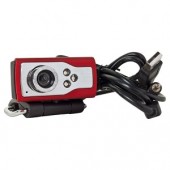 300K USB 2.0 Webcam w/3 LEDs Inline LED Control & Laptop LCD Clip-On (Red/Black) - Video Chat in Low Light!