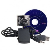 Sabrent WCM-6LNV 300K USB 2.0 Webcam w/6 Infrared Night Vision LEDs Built-in Microphone & Laptop LCD Clip-On