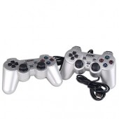 USB 16-Button Double Shock Gamepad for PC 2-Pack (Silver)