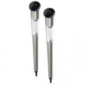 Two Pack 23" Stainless Steel LED Solar Garden Lights - Illuminate Your Yard with Solar Energy!