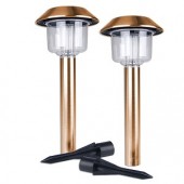 Two Pack 12"  Copper Finish LED Solar Garden Lights - Illuminate Your Yard with Solar Energy!