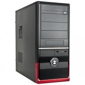 10-Bay ATX Mid Tower Computer Case - No PSU (Black/Silver/Red)