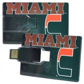1GB USB University of Miami Hurricances Credit Card Style Flash Drive (Green/Orange)