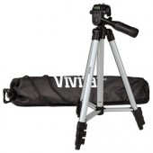 50" Vivitar VIV-VPT-1250 Aluminum Camera Tripod w/Bubble Level & Carrying Case (Silver/Black)