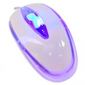 3-Button USB Optical Scroll Mouse w/Blue & Red LEDs (White)